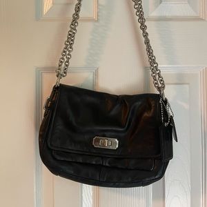 Coach black leather small cross body/shoulder bag